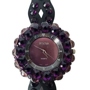 Geneva Womens Watch Quartz Purple Jewel Gem Round Works